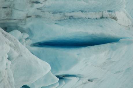 a sliver of blue ice in a glacier