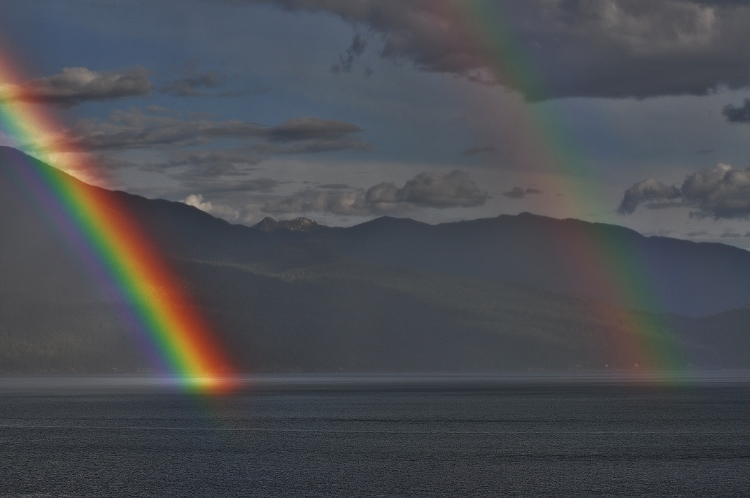rainbow on lake