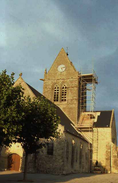 the church at Sainte-Mere-Eglise