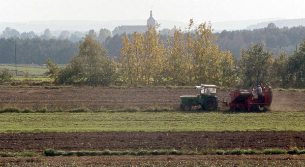 Bavarian farmers in their field