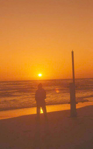 orange sunset at north sea