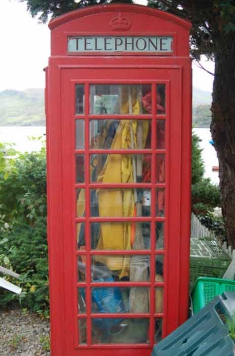 phone booth used as closet