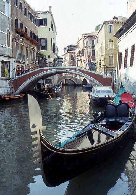 close up of gondola in canal