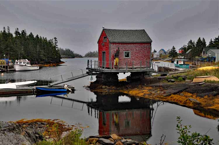 fishing hut on water