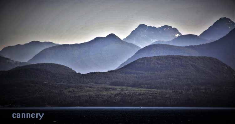 mountain range in shadow