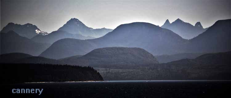 mountain range in shadow